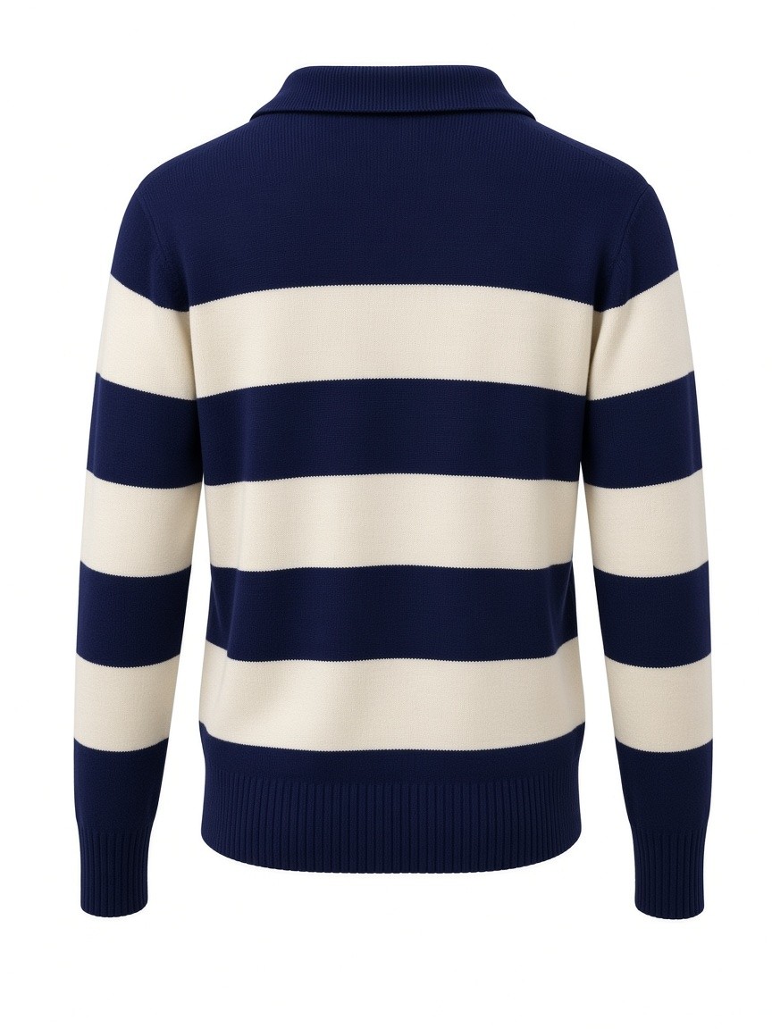 Dámsky pruhovaný POLO pulóver SHEEP FASHION NAVY BLUE Tmavomodrý s.WEAR 6